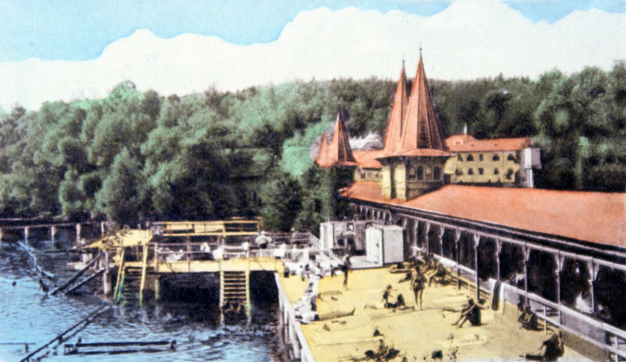 Lago termale di Heviz, Ungheria, c. 1920 (cartolina) da Unbekannter Künstler
