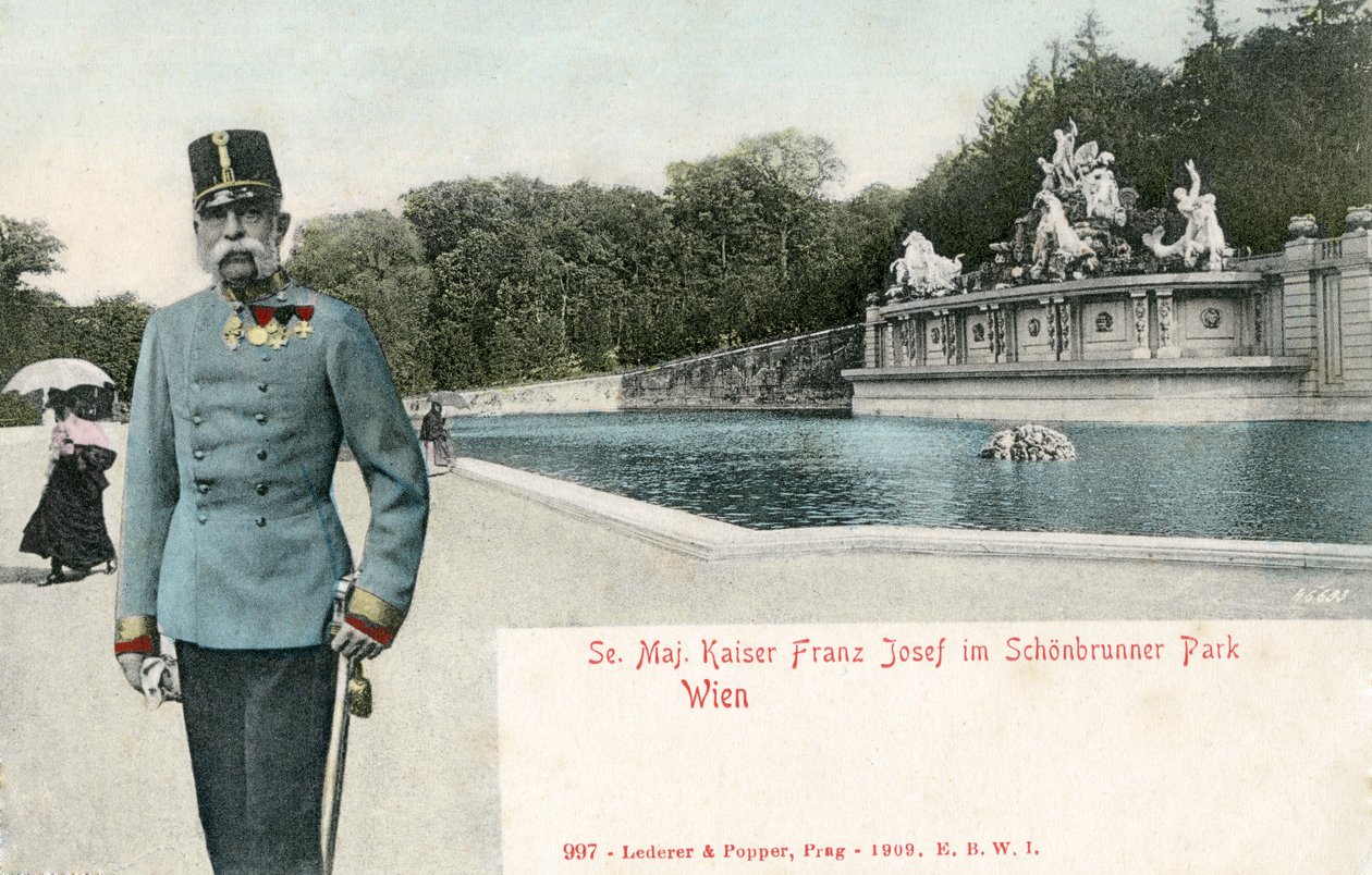 Kaiser Franz Joseph nel parco del Palazzo di Schönbrunn da Unbekannter Künstler