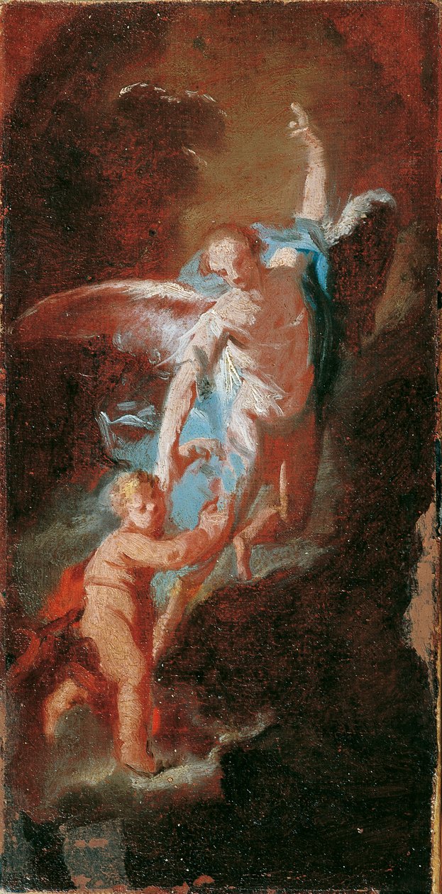 Bambino con angelo custode da Unbekannter Künstler