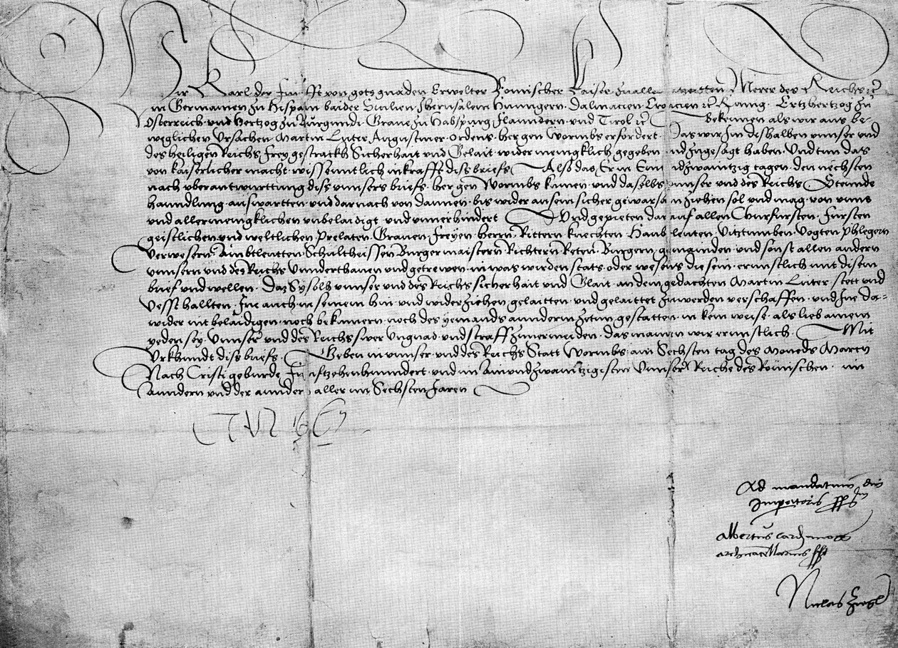 Lettera di Carlo V a Martin Lutero da Unbekannter Künstler