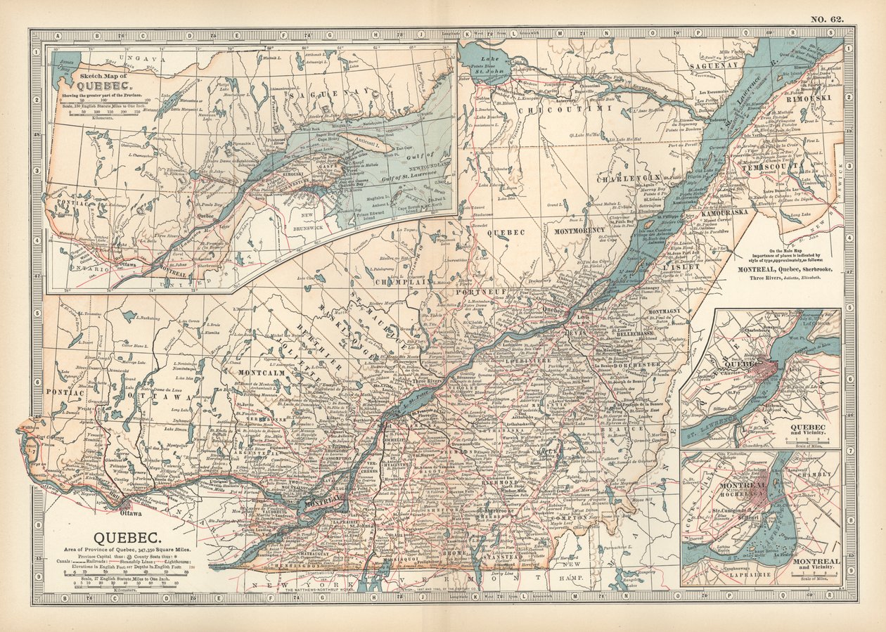 Mappa di Quebec, Canada, c.1900 da Unbekannter Künstler