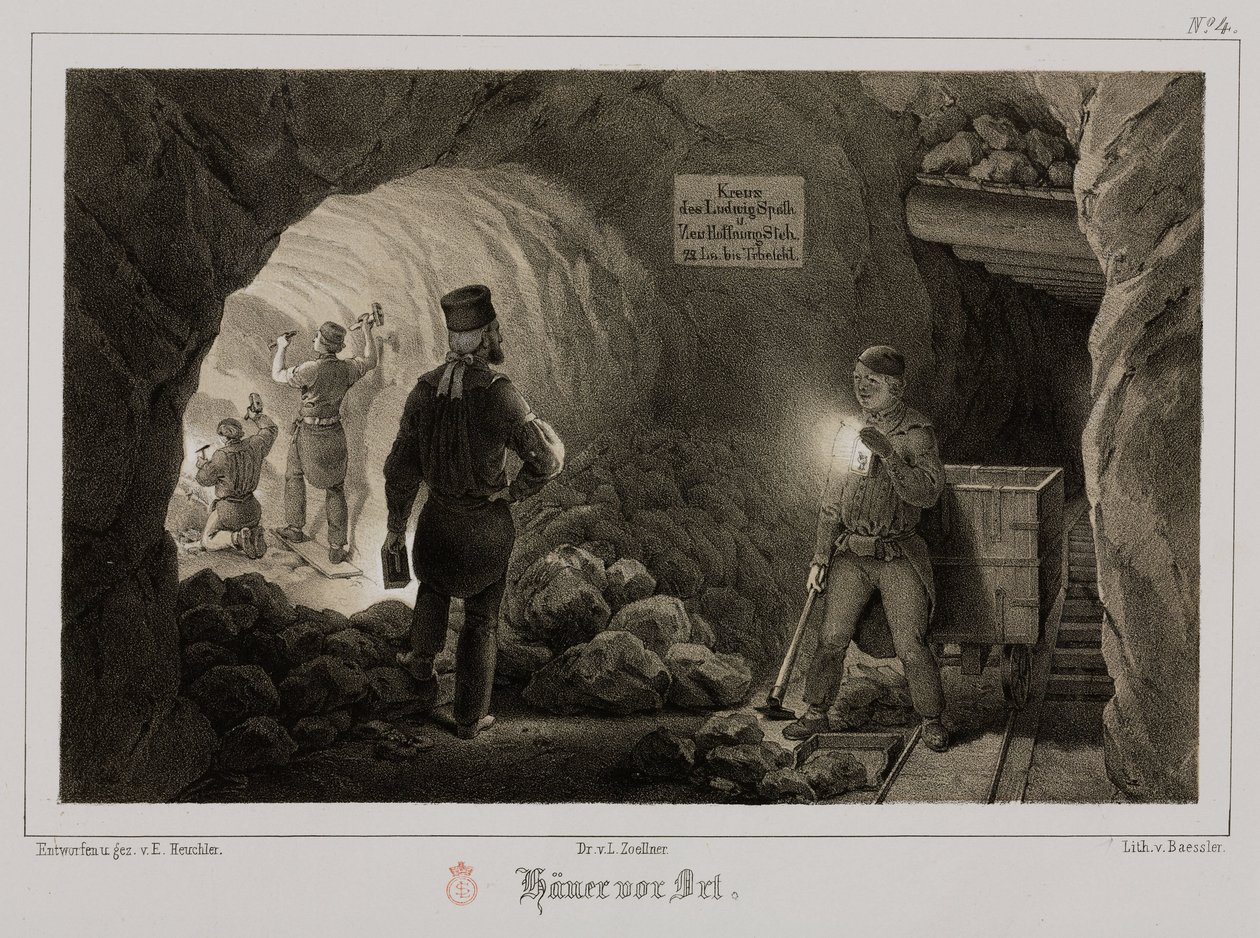 Miniere, minerali metallici: minatori, Germania, c. 1851 da Unbekannt