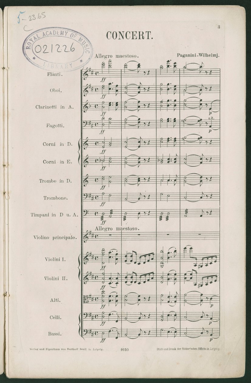 Concerto per violino n. 1, op. 6 di Paganini da Unbekannter Künstler