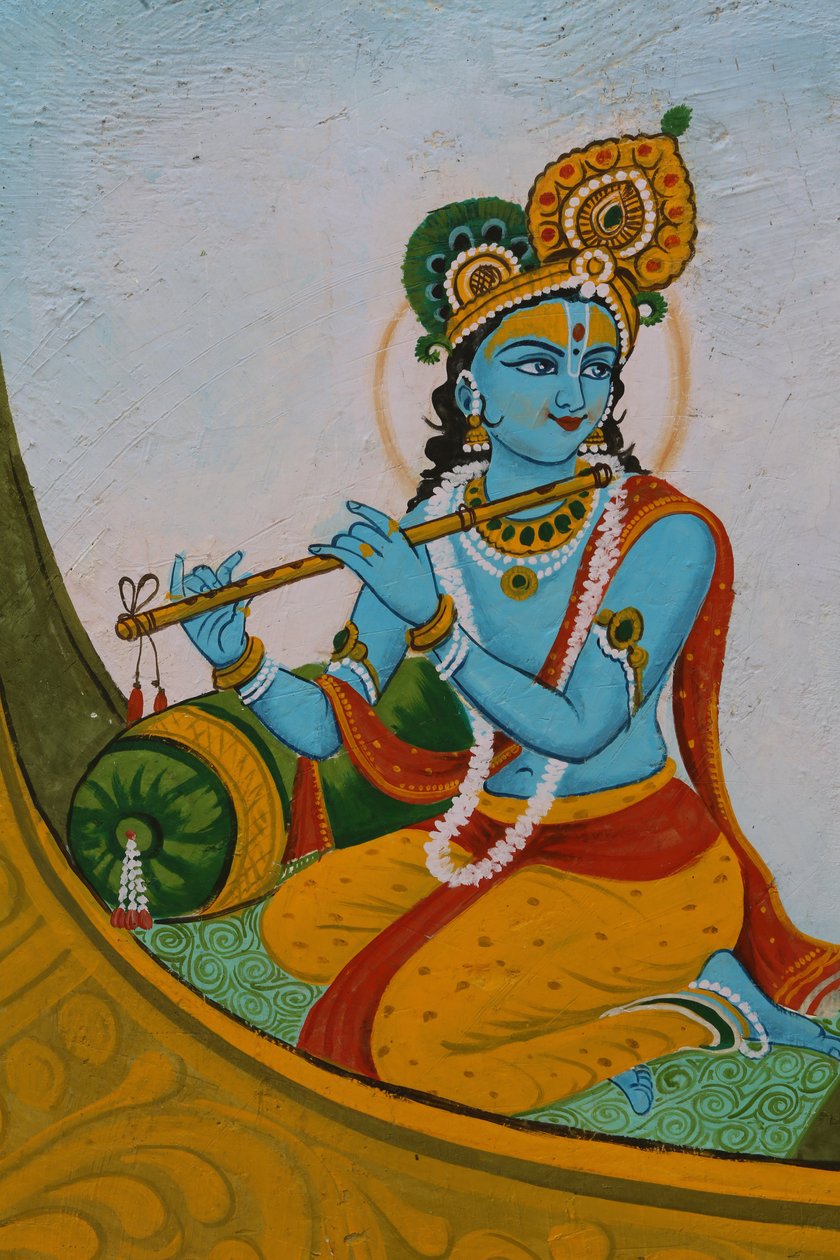 Krishna su una barca, India da Unbekannt