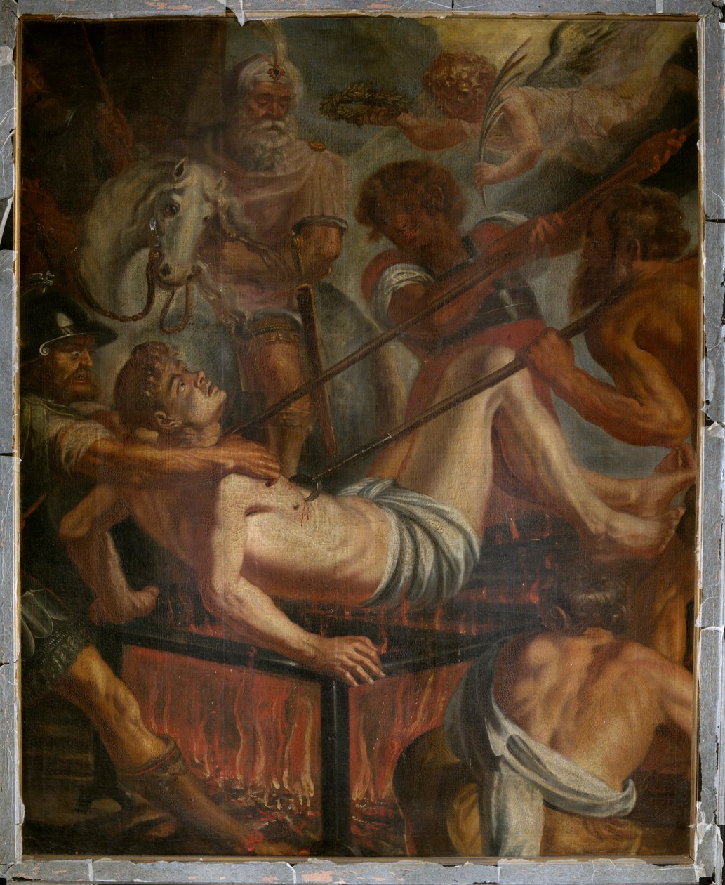 Chiesa parrocchiale (Parochiekerk Sint-Laurentius). Dipinto. da Unbekannter Künstler