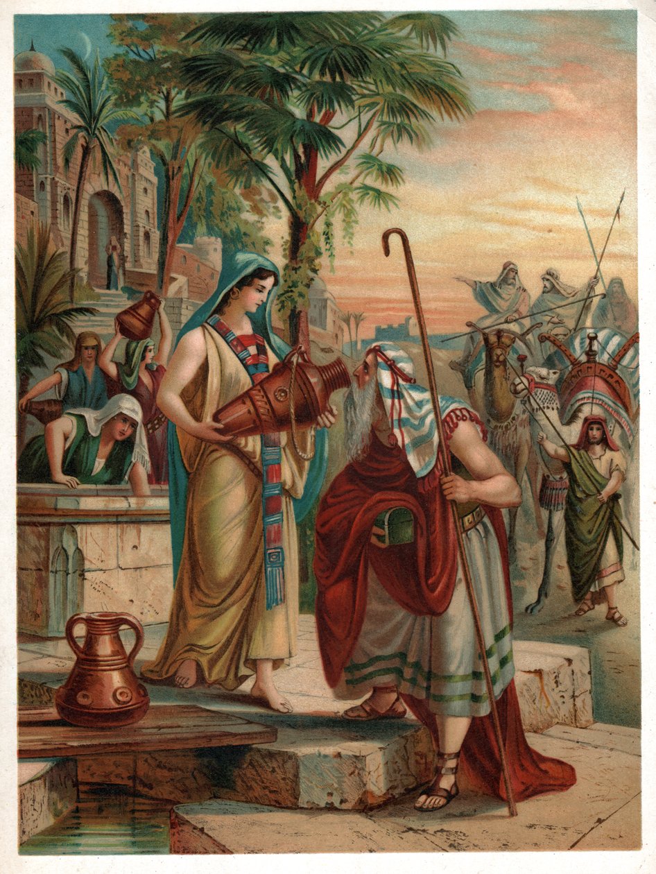 Rebecca al pozzo. (litografia, circa 1900) da Unbekannter Künstler