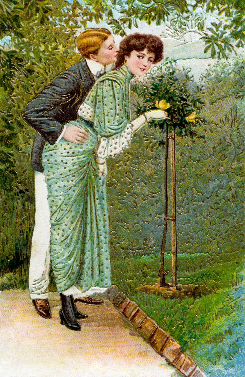 Dolce rosa - coppia in giardino da Unbekannter Künstler