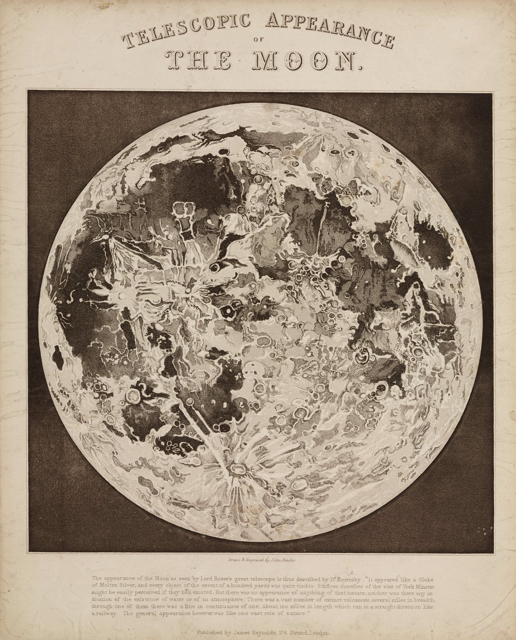 Aspetto telescopico della Luna, c 1851 da Unbekannter Künstler