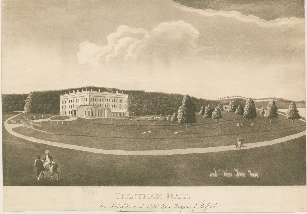 Trentham Hall: incisione ad acquatinta da Unbekannt