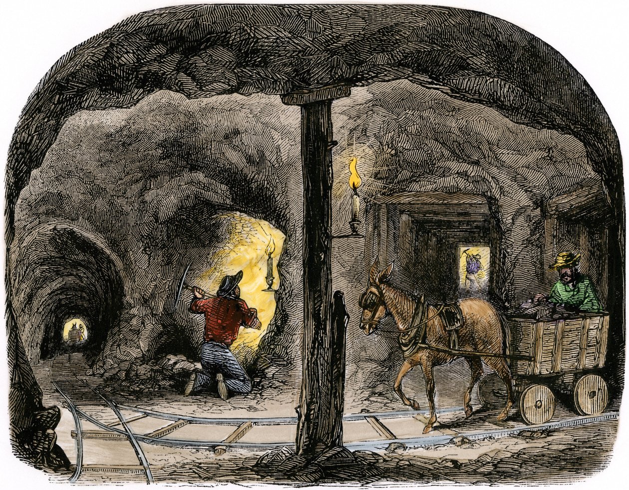 Tunnel in una miniera della California da Unbekannter Künstler