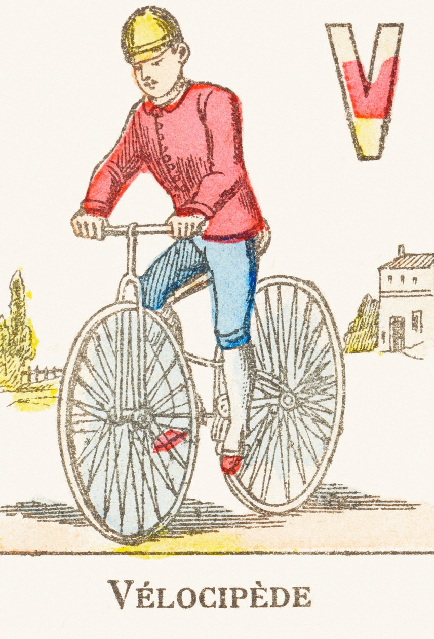 V : Velocipede - Alfabeto dei Giochi, c.1890 (incisione) da Unbekannt