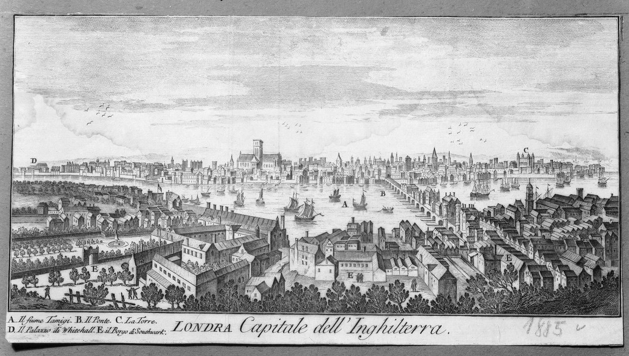 Veduta di Londra, stampa da Unbekannt