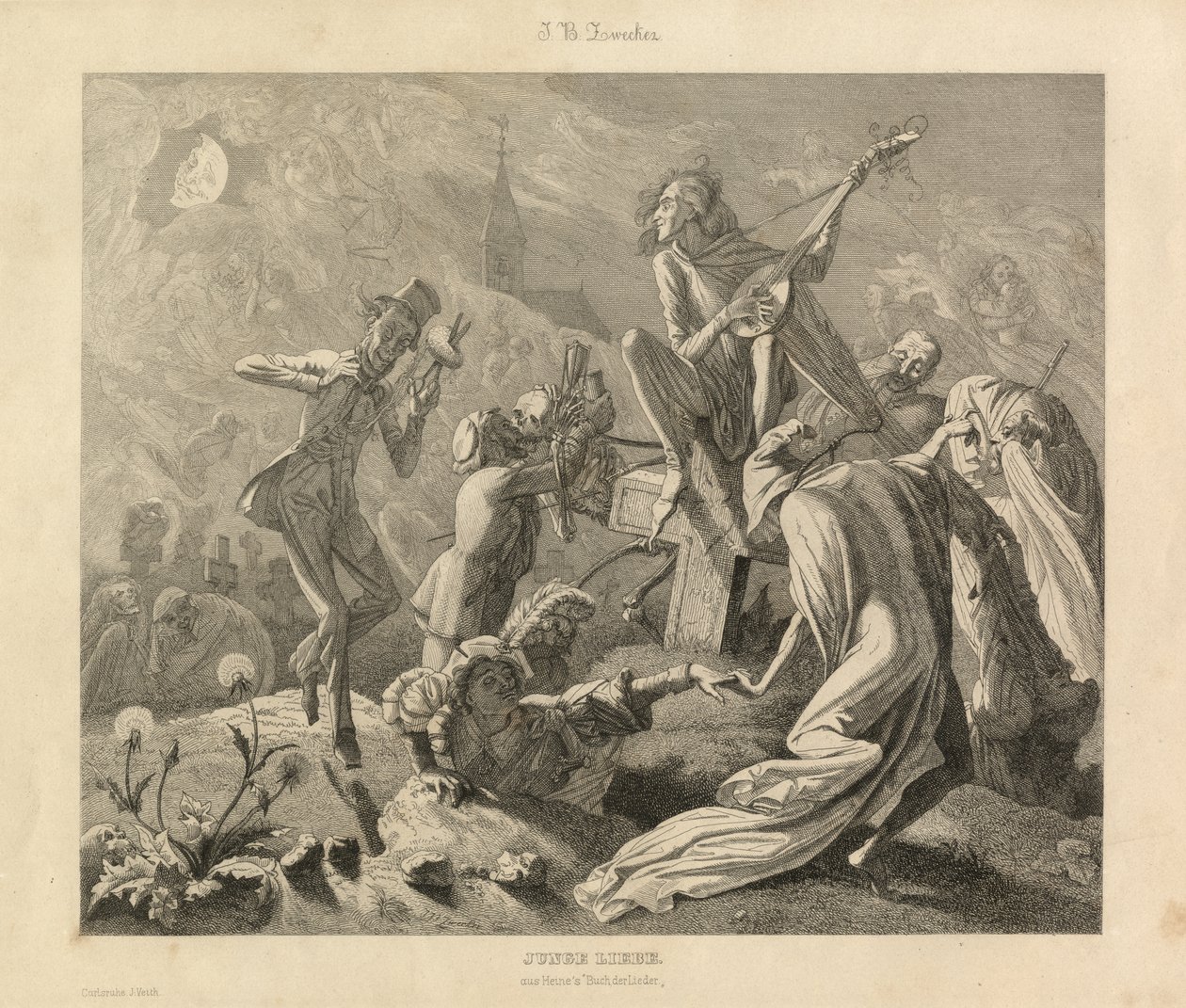 Giovane amore, Karlsruhe, c.1850 (incisione) da Unbekannter Künstler