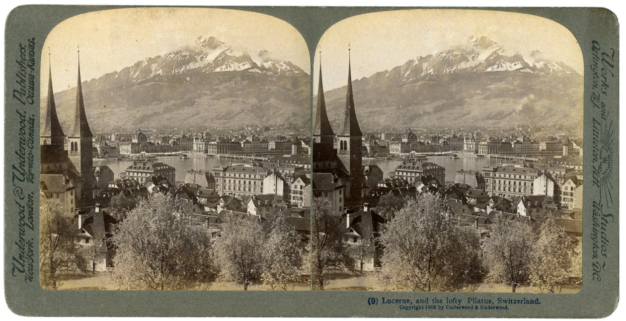 Lucerna e Monte Pilatus, Svizzera, 1903 da Underwood and Underwood