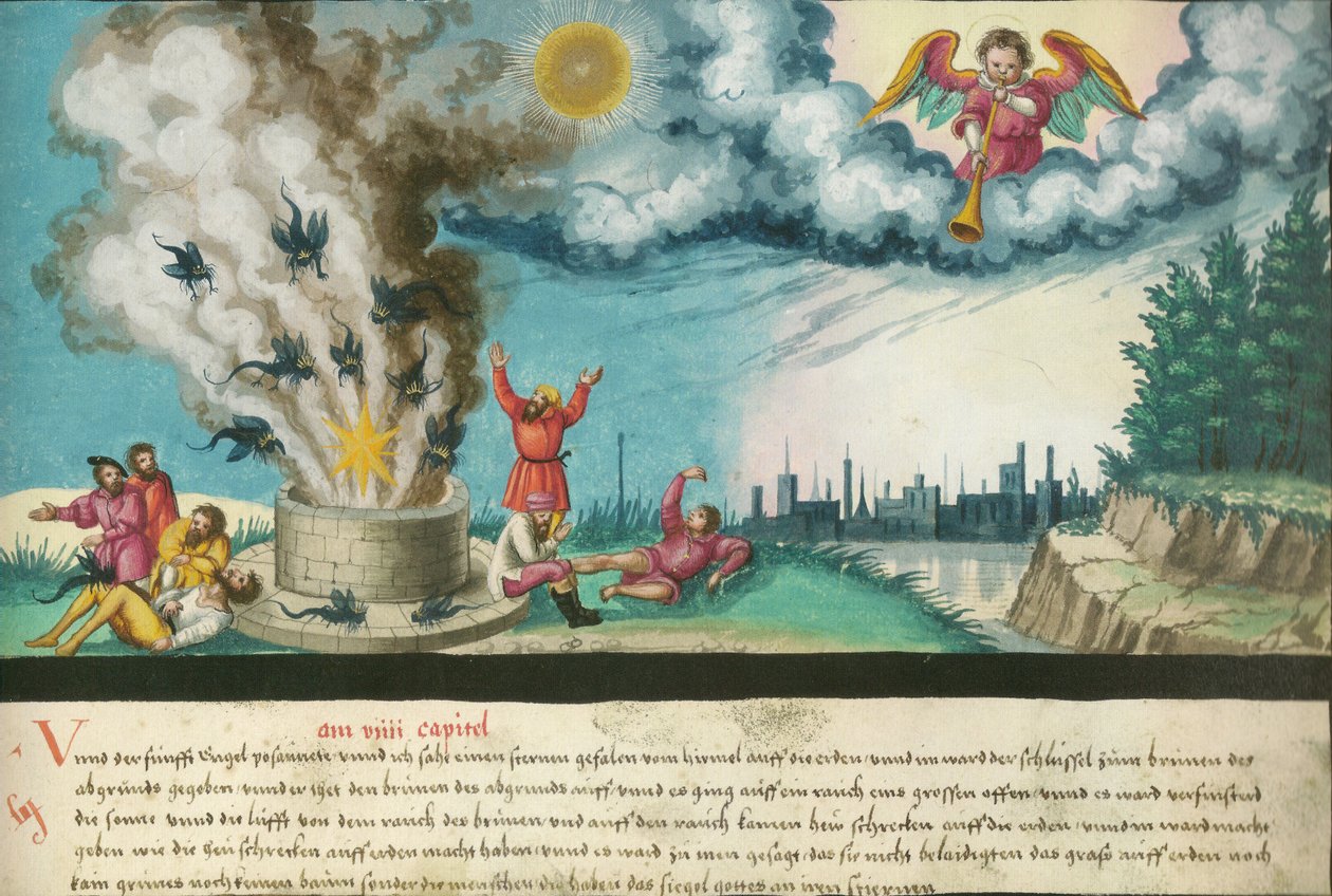 Il quinto angelo suona la tromba (Nuovo Testamento, Apocalisse 9, 1-4) da Unknown