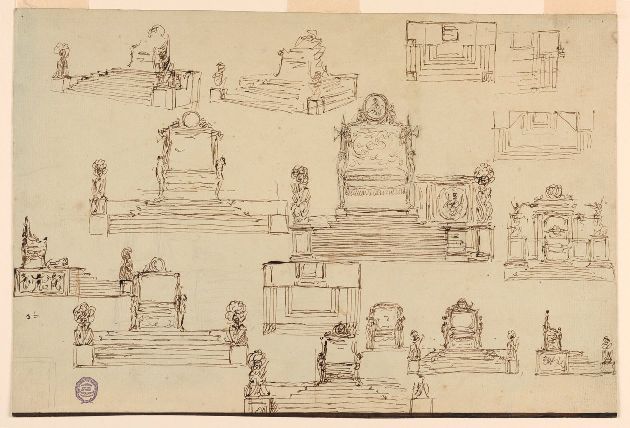 Disegno, Quindici schizzi per un trono, ca. 1810 da Unknown