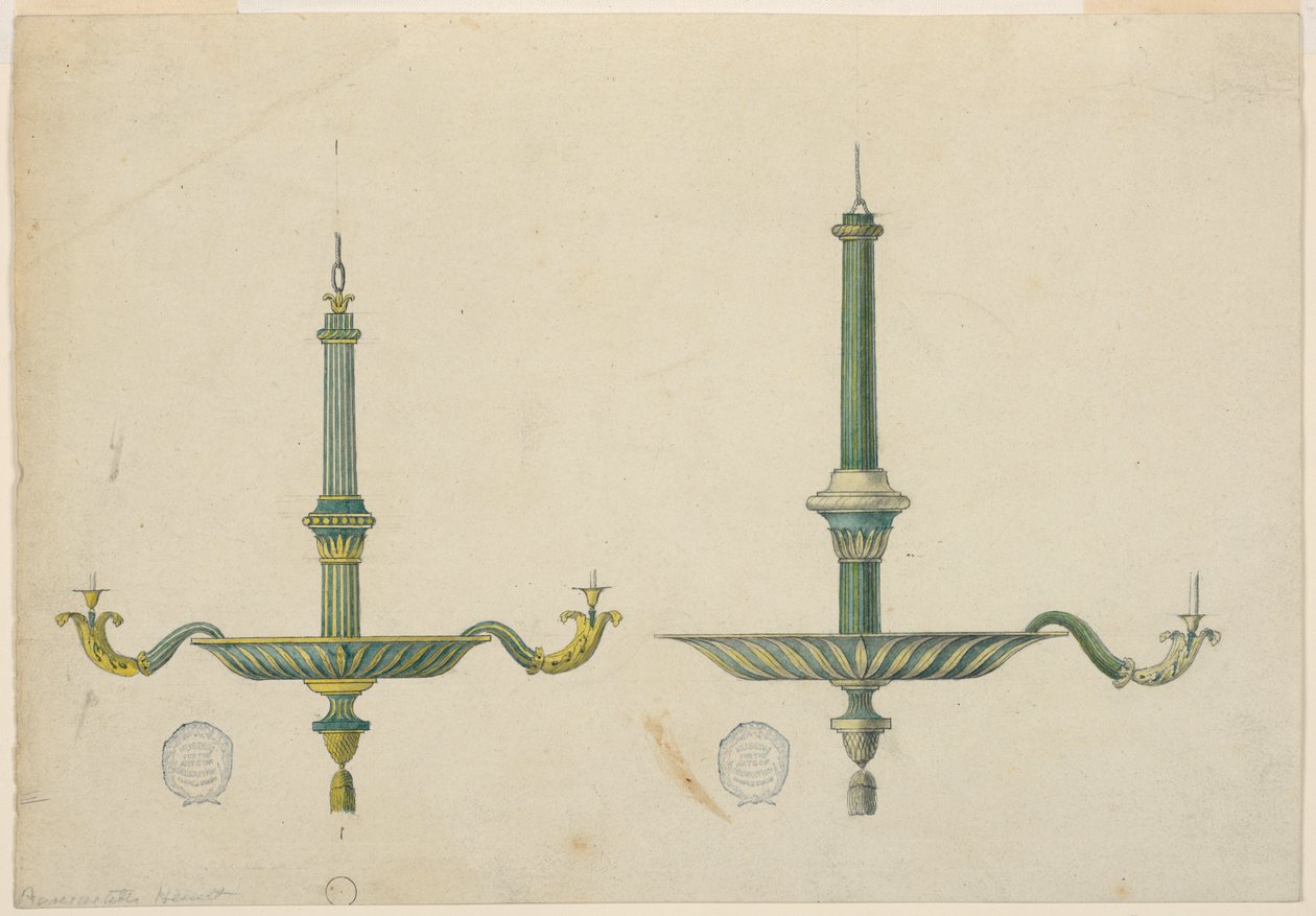 Disegno, Due elevazioni per un lampadario da Unknown