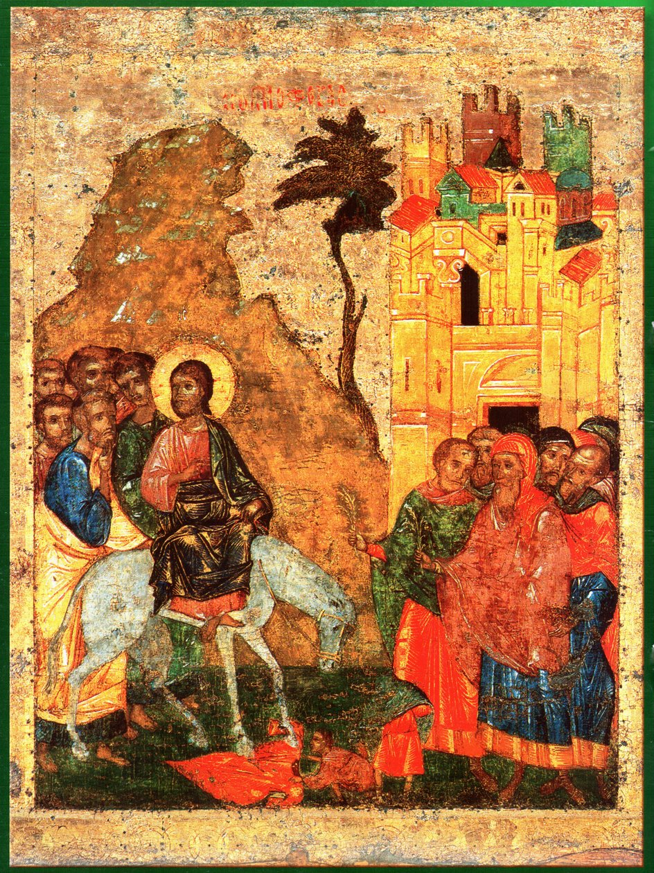 Ingresso a Gerusalemme. Icona russa del XIV secolo da Unknown