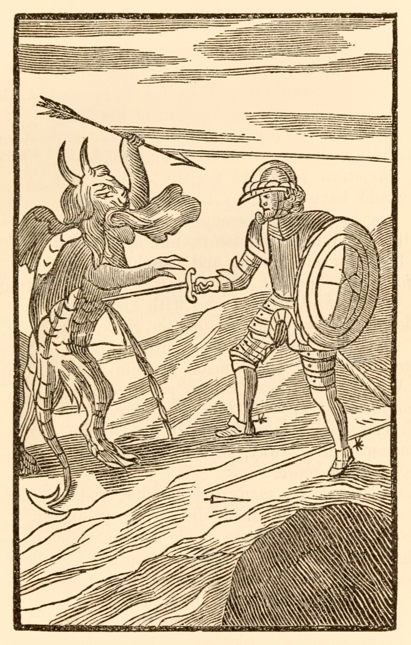 "Un incontro più impari difficilmente può essere: Christian deve combattere un angelo" da "Il pellegrinaggio del cristiano da questo mondo a quello che verrà" di John Bunyan da Unknown