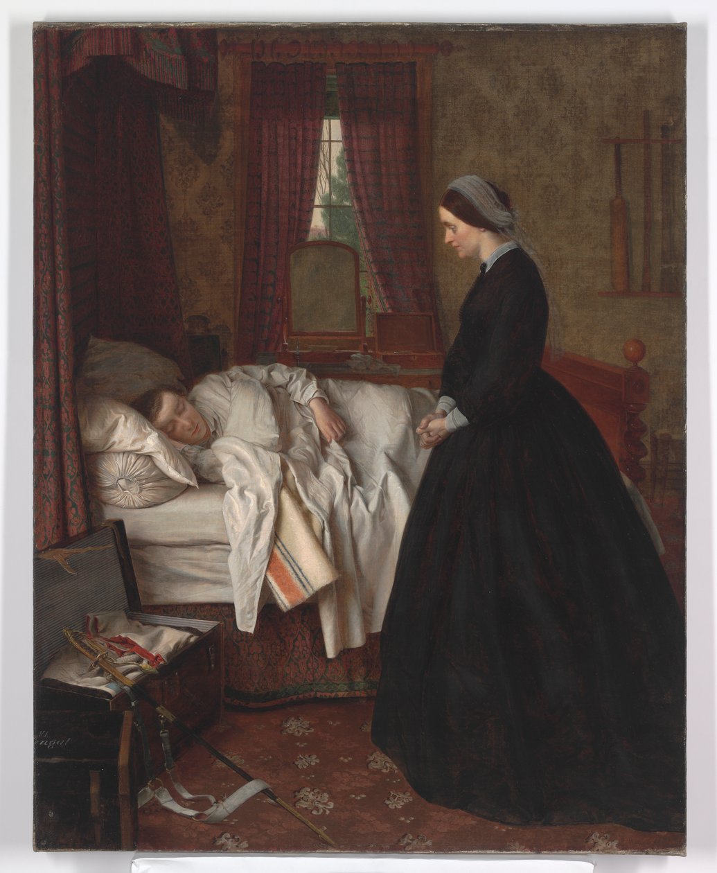 Interno domestico con un soldato dormiente, 1860s da Unbekannt Unbekannt