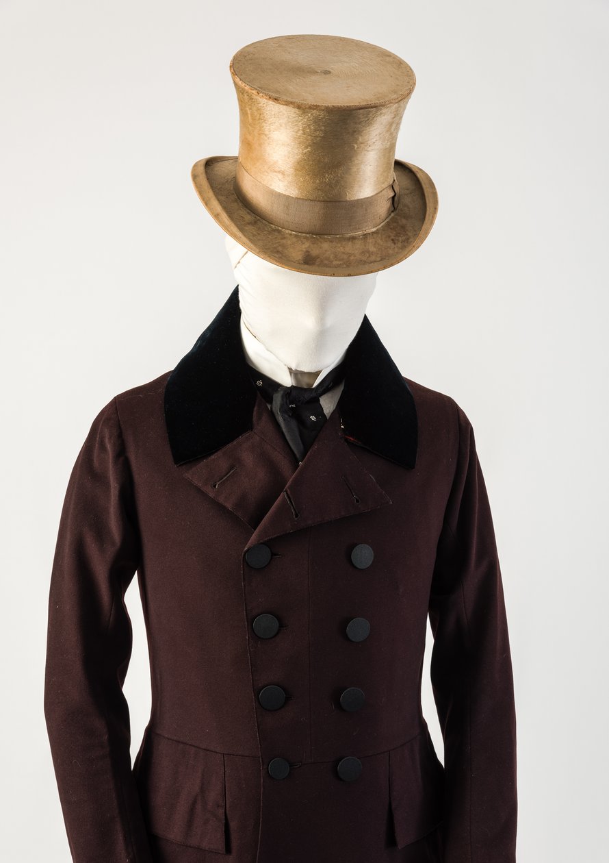 Cappello a cilindro in pelliccia di castoro marrone chiaro da uomo, anni 1850 da Unbekannt Unbekannt