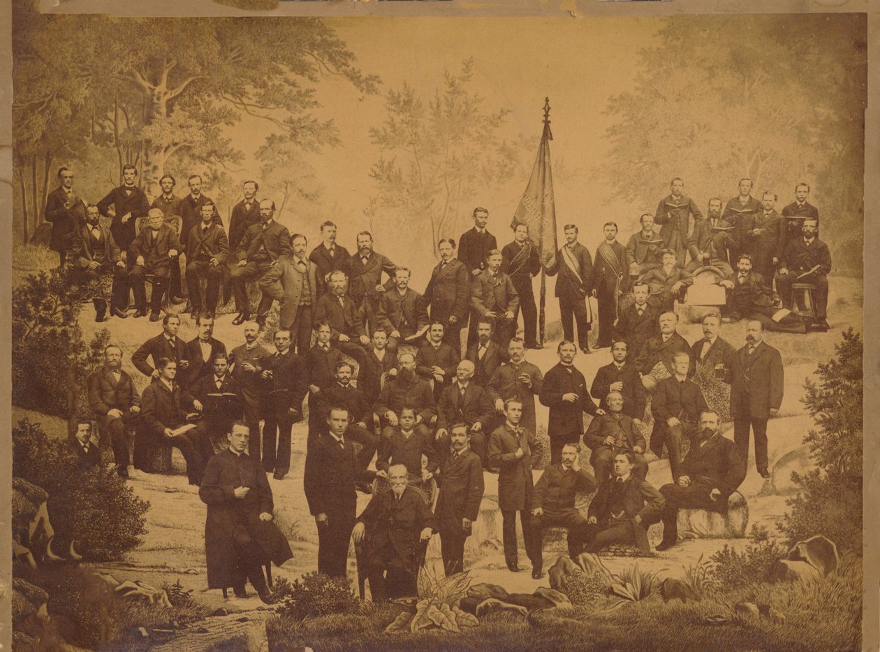 Oberursel Gesellenverein 1881 Foto panoramica con il pastore capo Wilhelm Tripp da Unknown