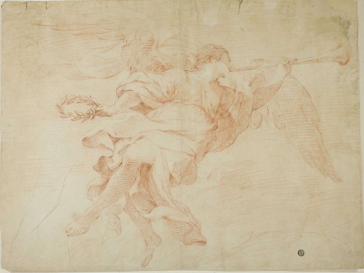 Angelo con tromba e corona di fiori da Unknown