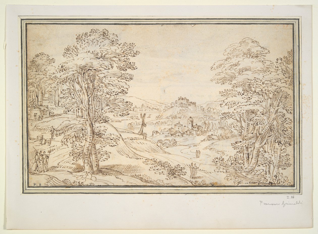 Paesaggio (recto); Vista di una città (verso) da Unknown