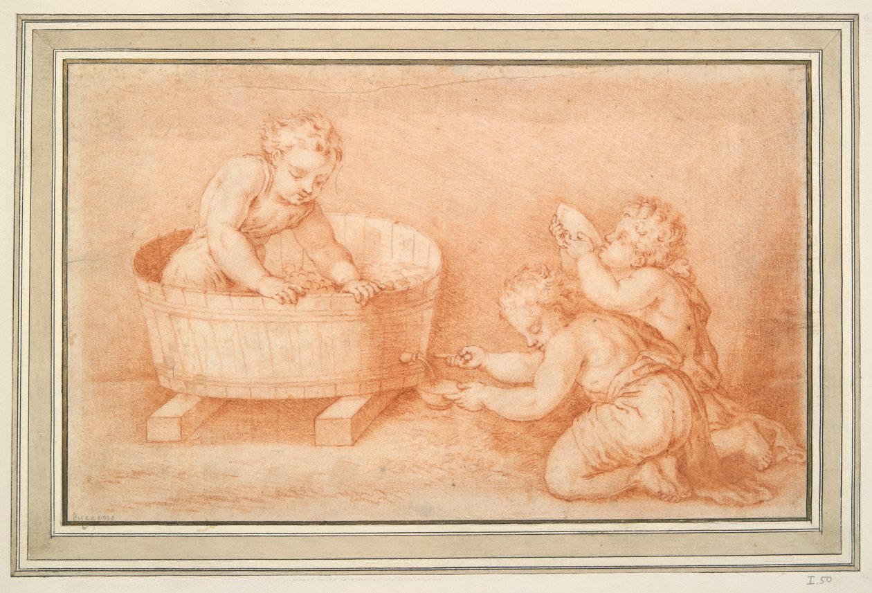 Putti che fanno il vino da Unknown