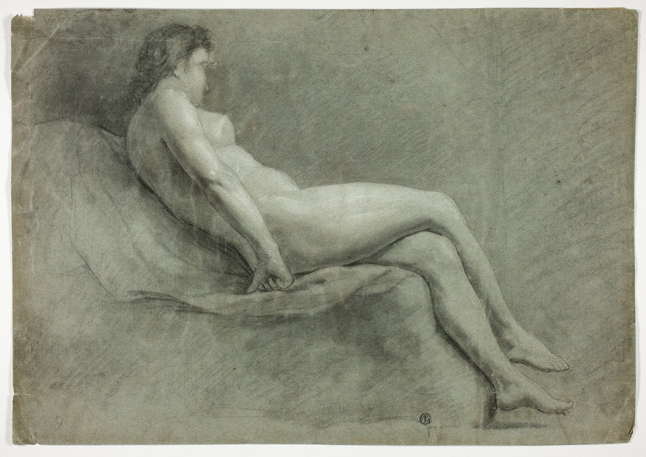 Nudo femminile accademico reclinato da Unknown
