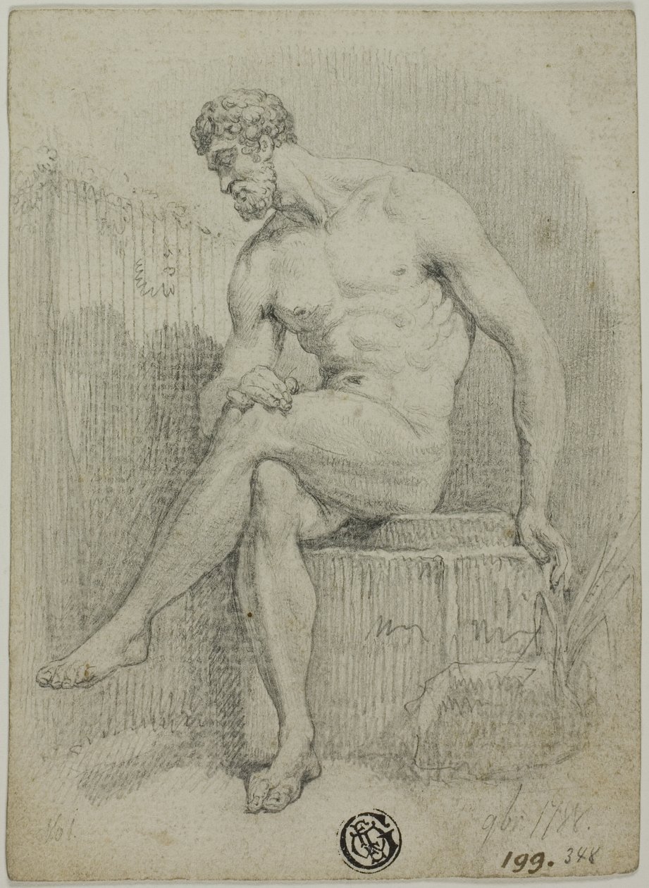 Nudo maschile seduto (da statua) da Unknown