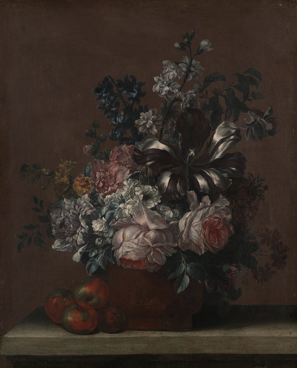 Natura morta con fiori e frutta (Mele?) da Unknown