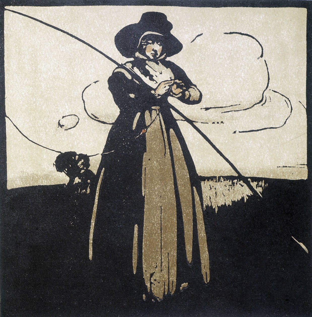 Pesca: donna che prepara il suo amo - calendario da Unknown artist