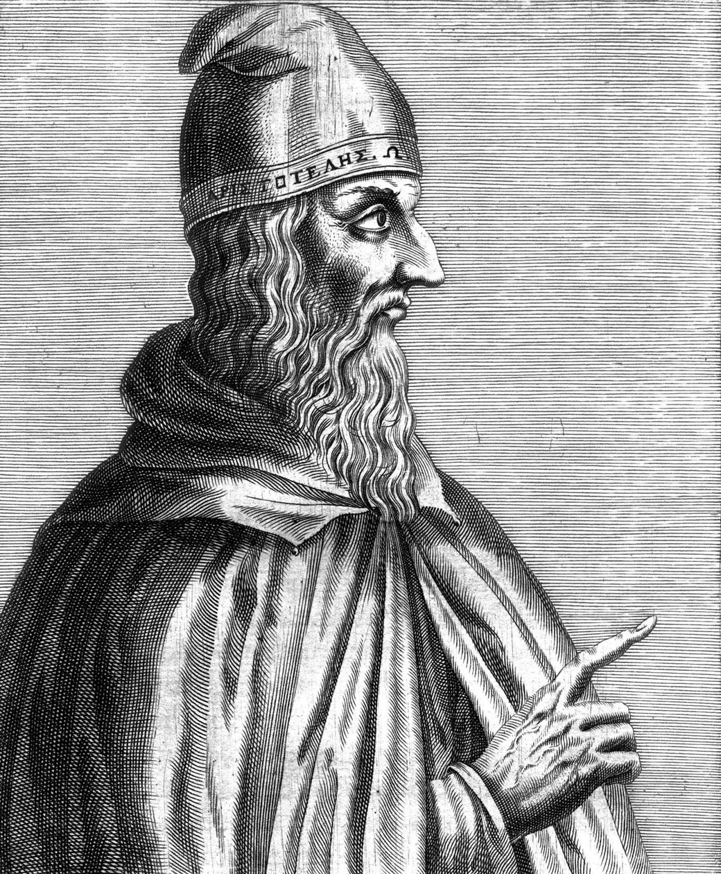 Aristotele (384-322 a.C.) filosofo greco, incisione francese da Unknown artist