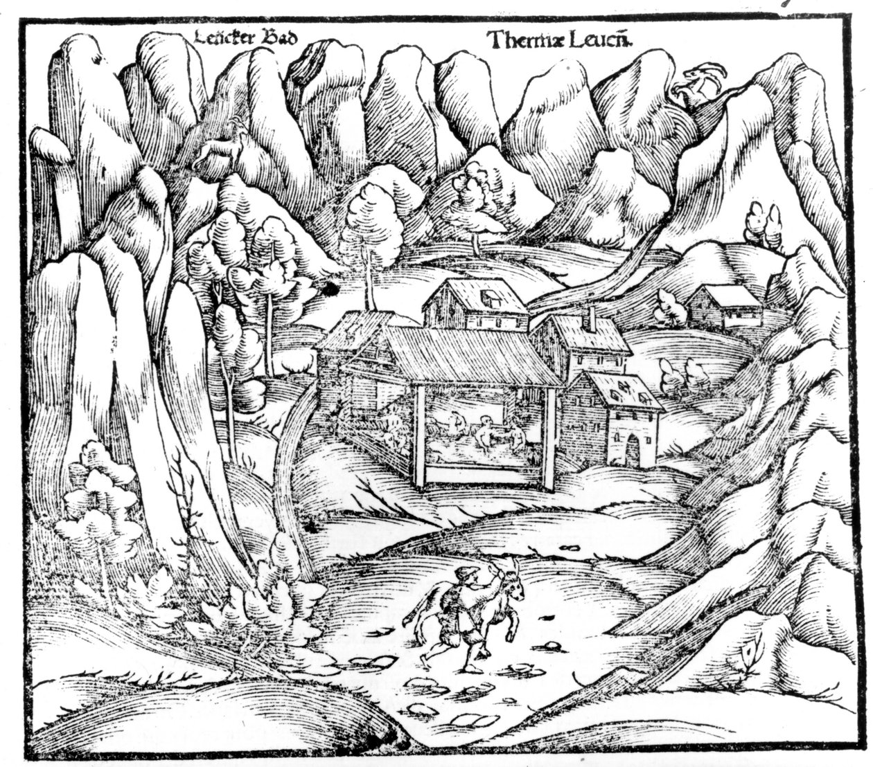Bagni di Baden (Austria), incisione del XVI secolo. da Unknown artist