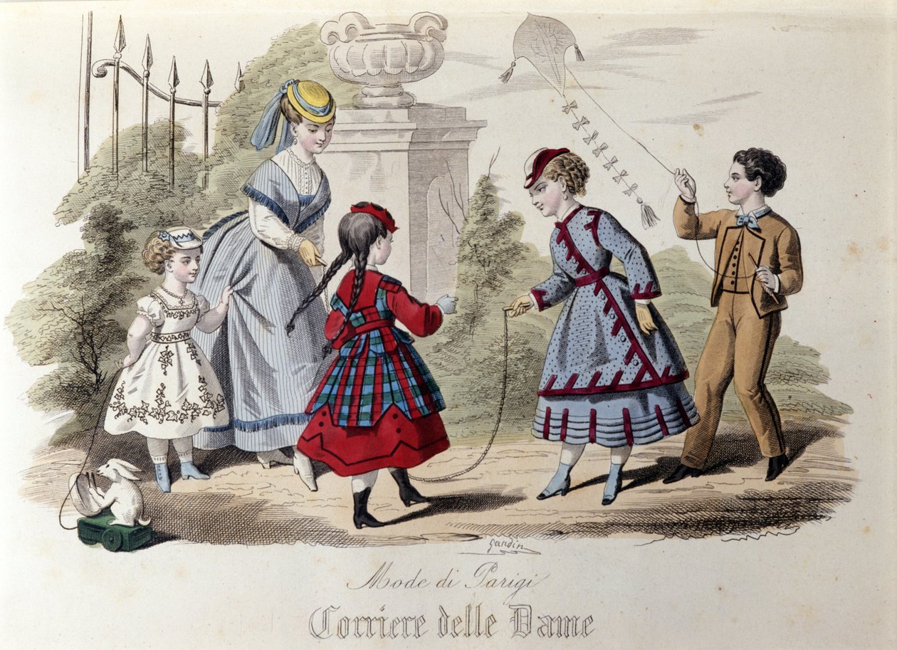 Moda dei bambini a Parigi nel 1866. da Unknown artist