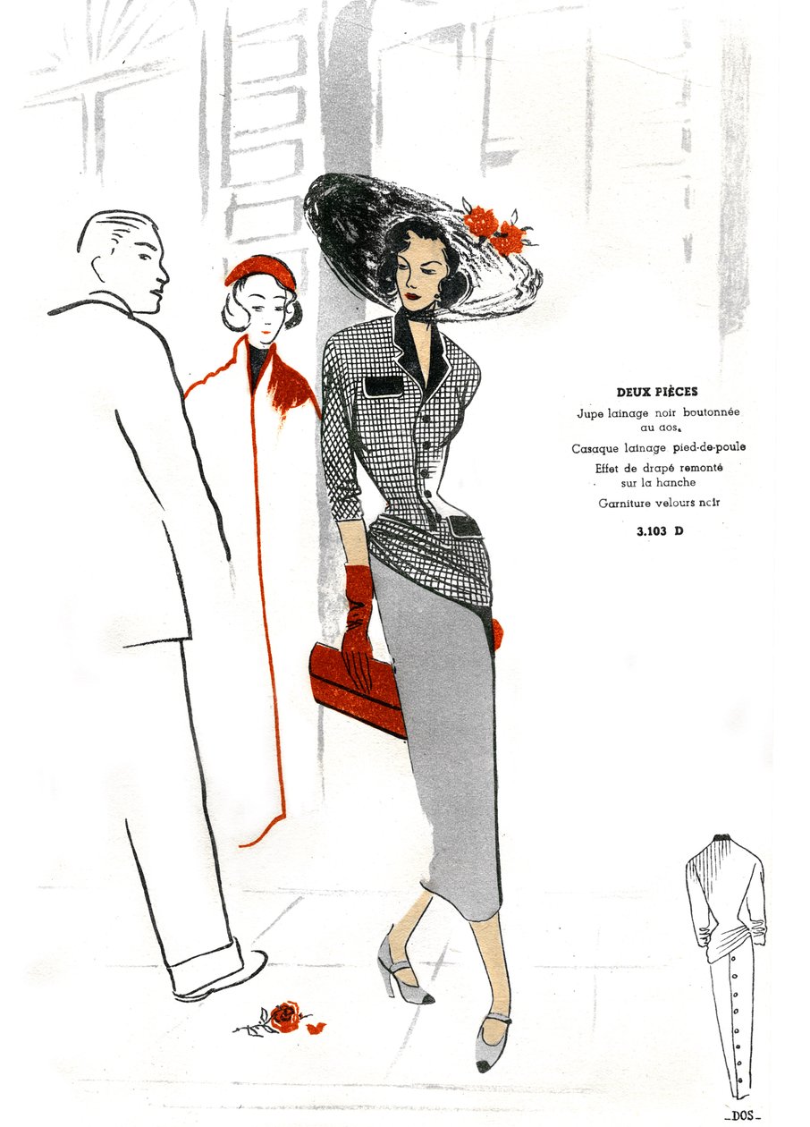 Moda francese, design di capi a due pezzi. da Unknown artist