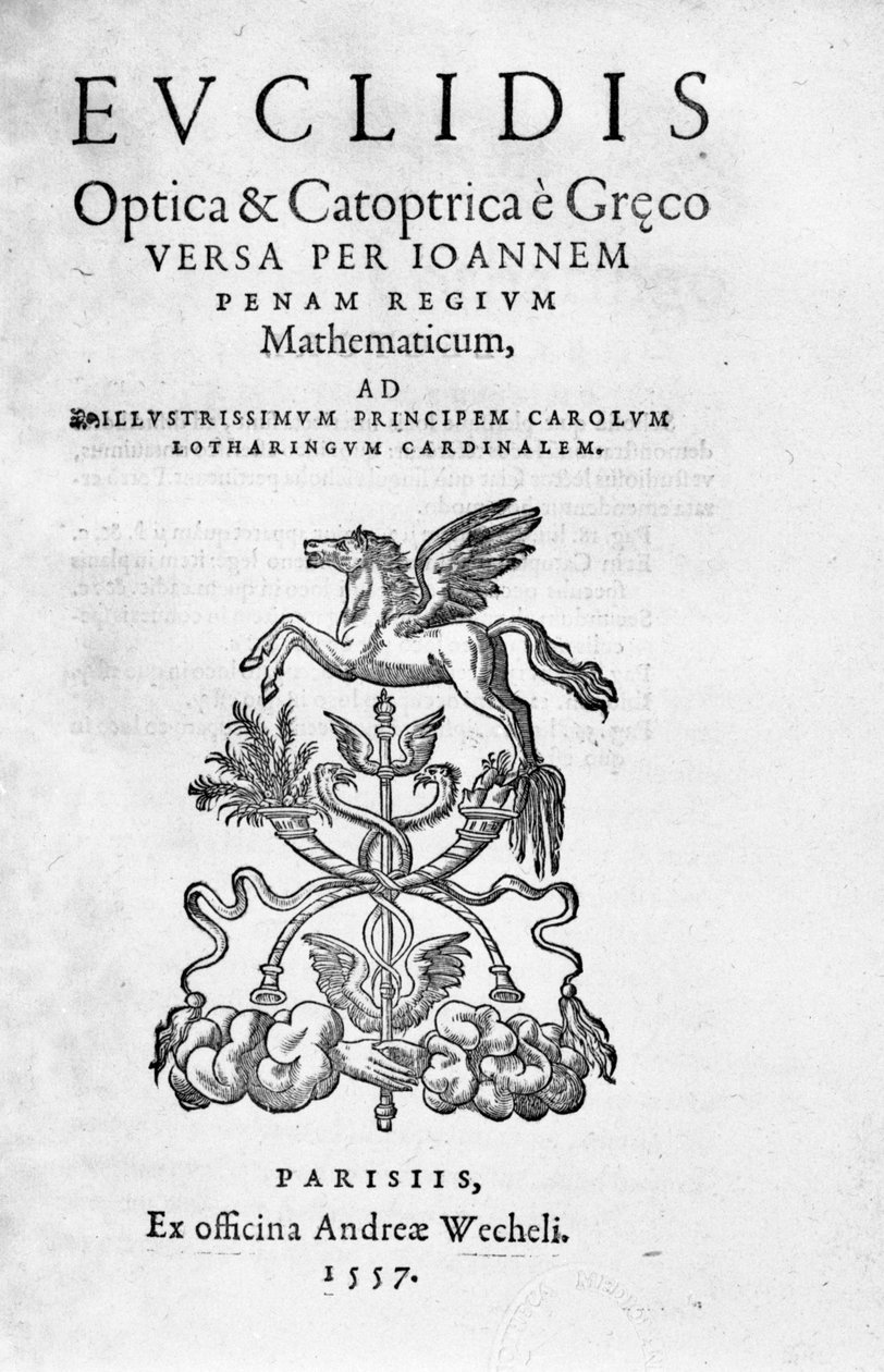 Frontespizio di Optica & Catoptrica di Euclide da Unknown artist