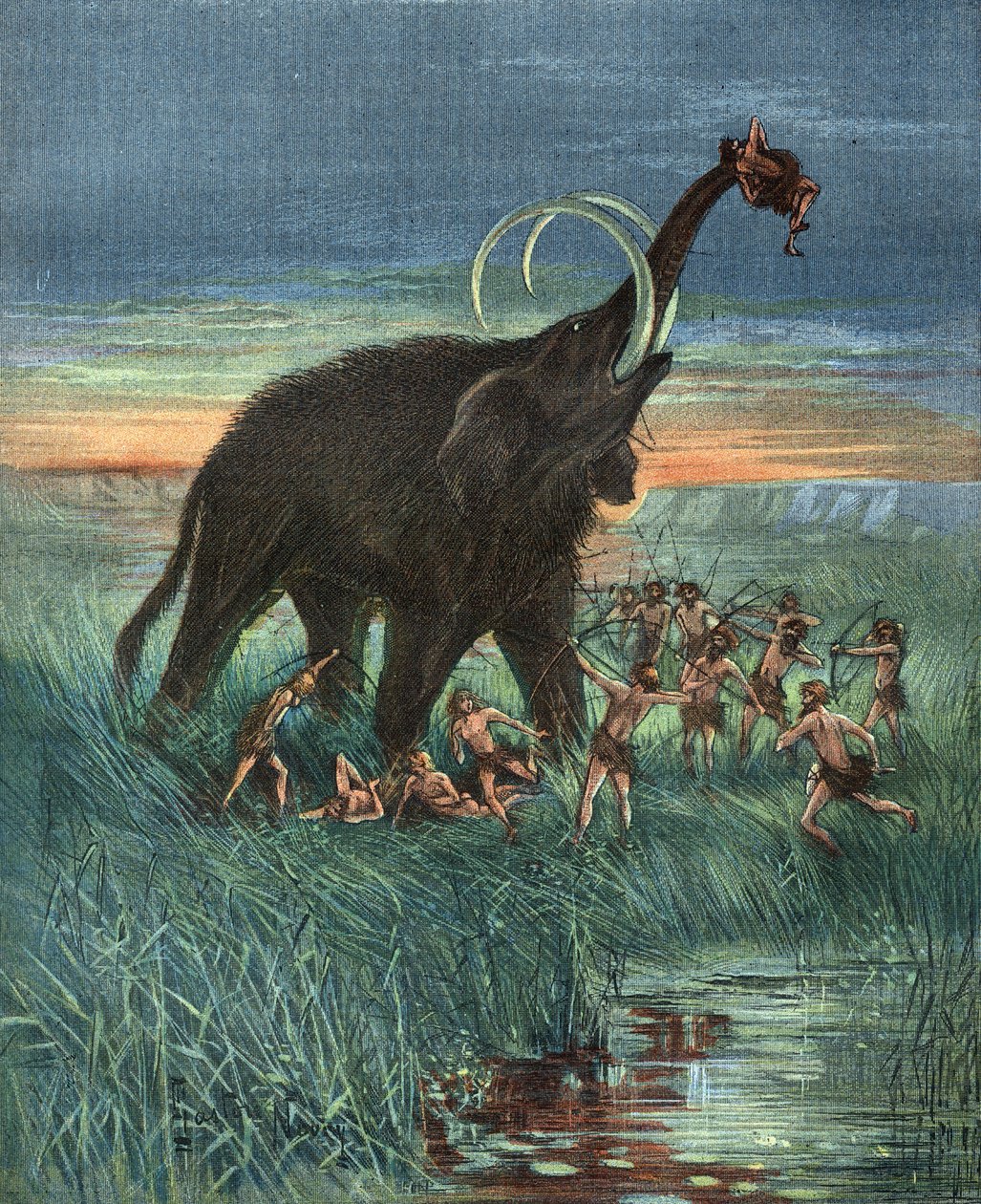 Scena di caccia al mammut, Età della Pietra da Unknown artist
