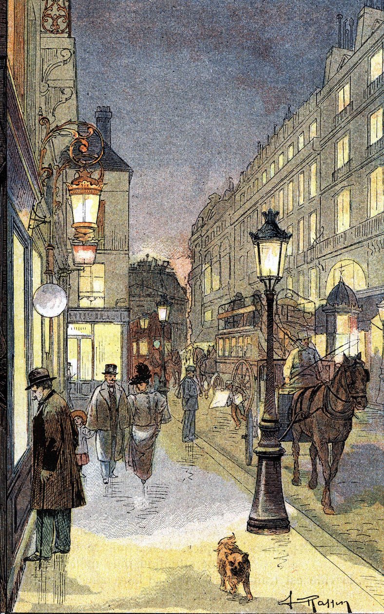 Parigi di notte, illustrazione fine XIX secolo da Unknown artist