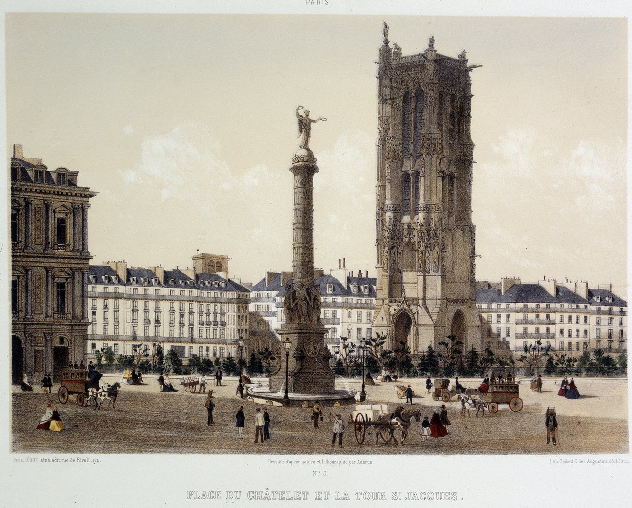 Place du Châtelet e la Torre di Saint-Jacques da Unknown artist