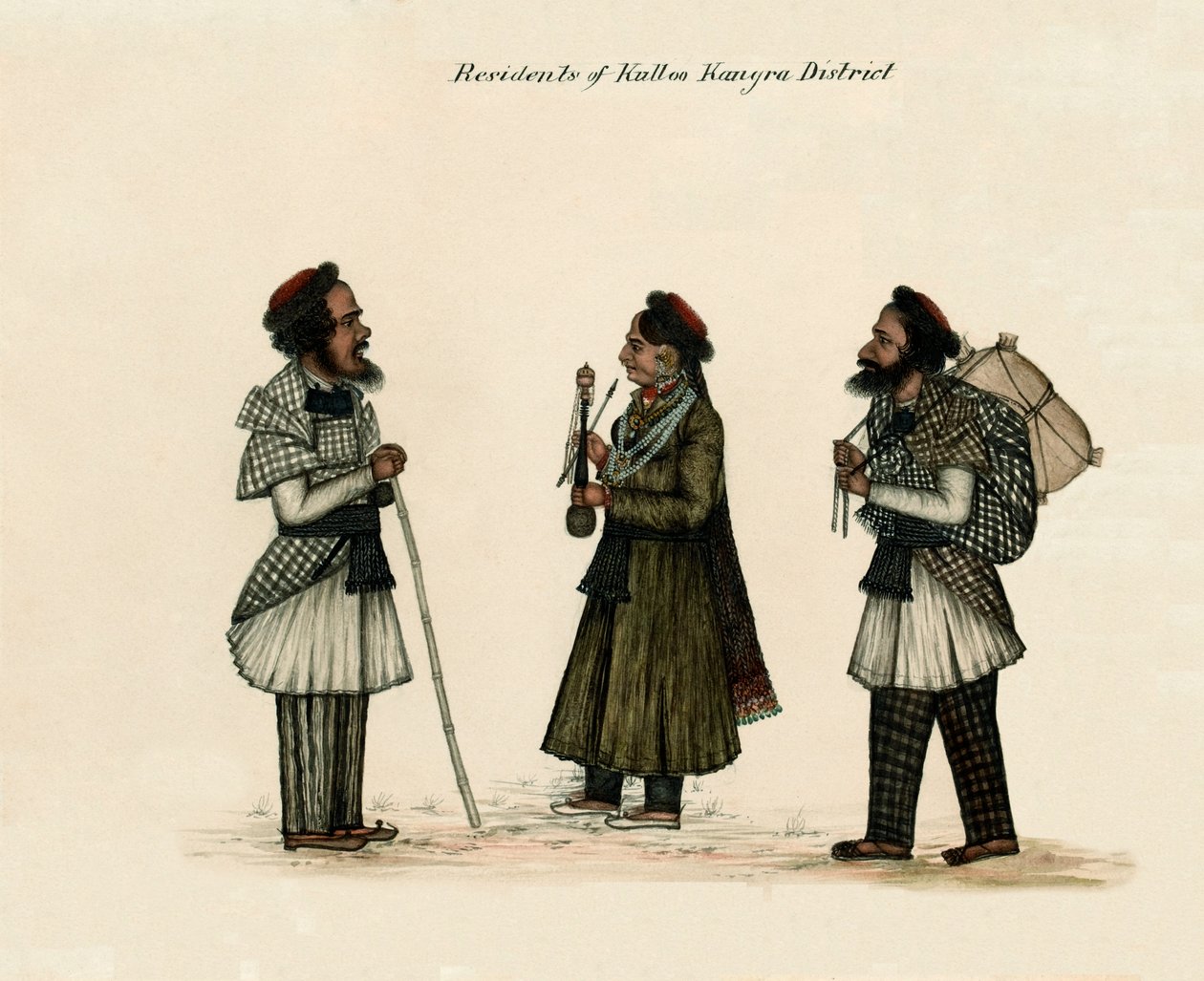 Residenti del distretto di Kulloo Kangra, circa 1850 da Unknown
