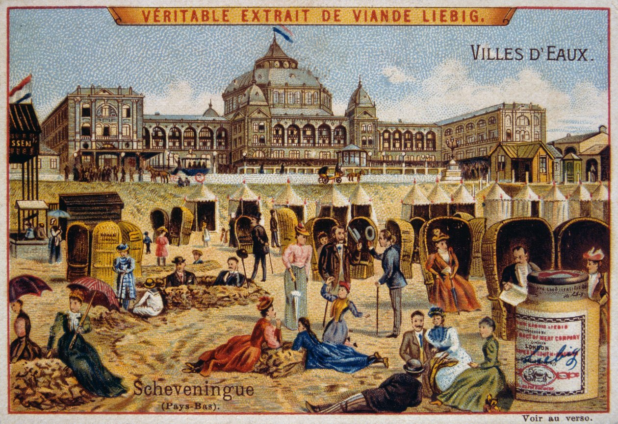 Turisti su una spiaggia a Scheveningen, Olanda da Unknown artist