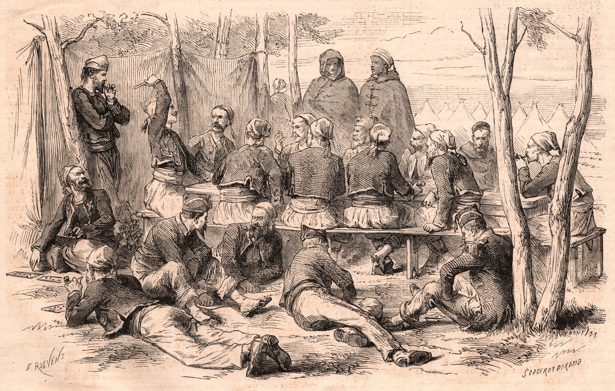 Gruppo di Zuavi a riposo al campo di Chalons da Unknown