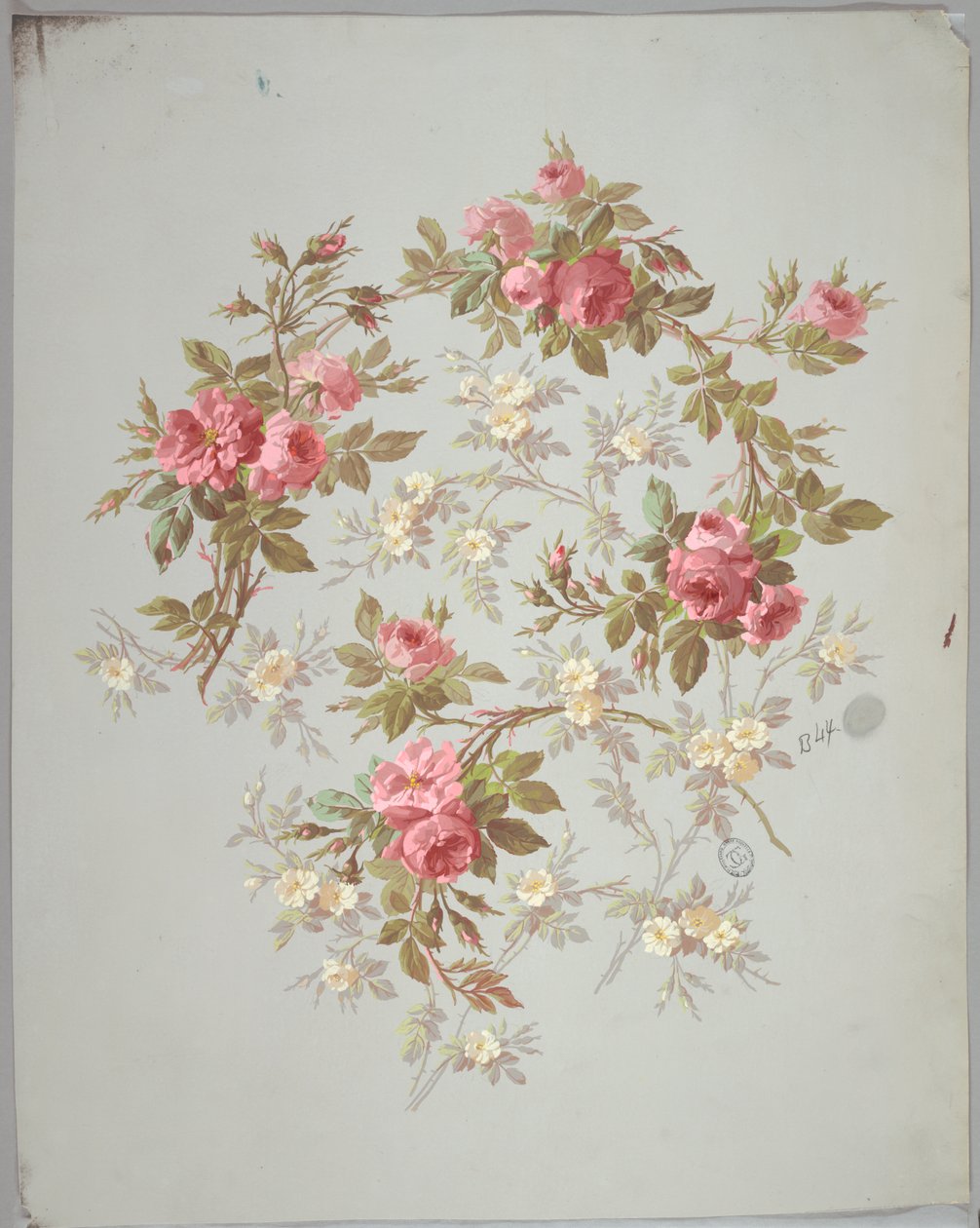 Progetto per carta da parati e tessuti: Fiori da Unknown artist