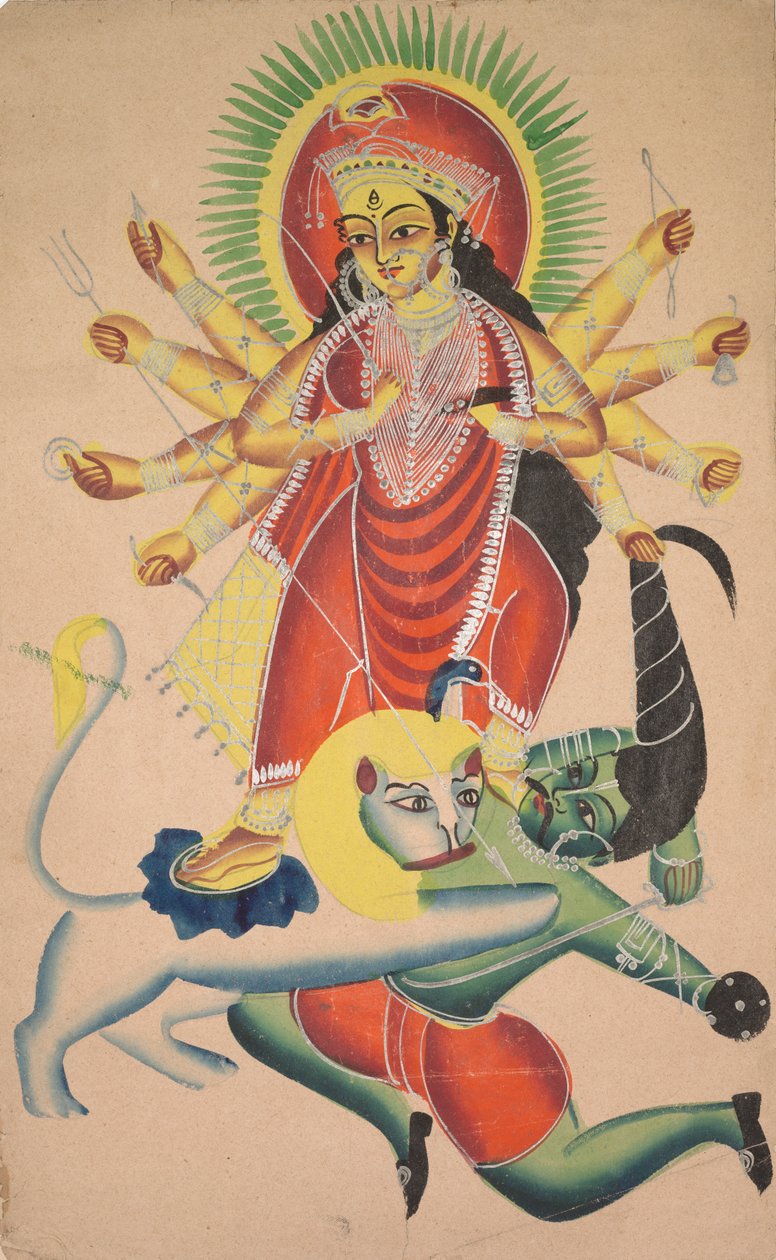 Durga uccide il demone Mahisha da Unknown artist