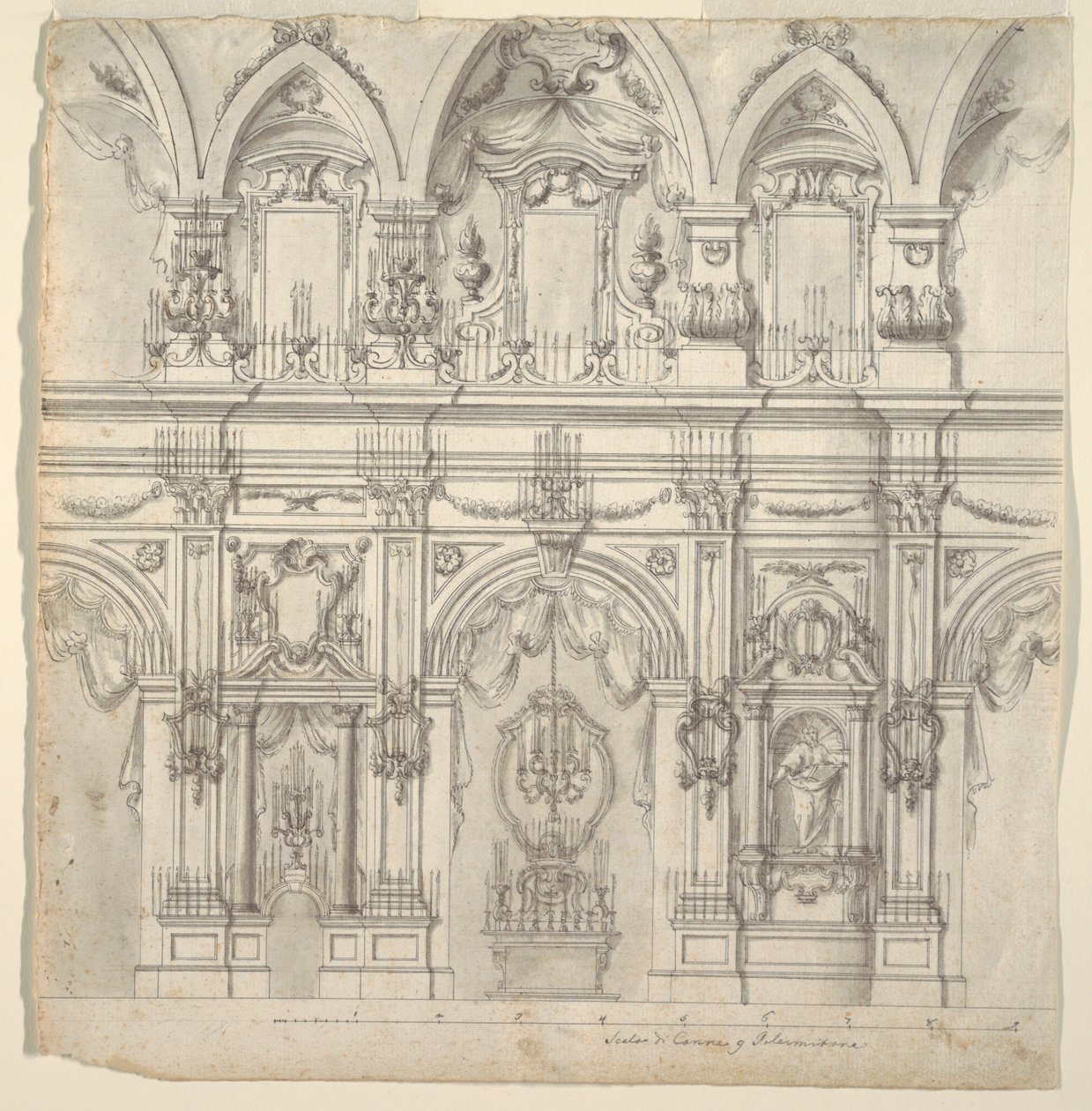 Elevazione della navata di una chiesa da Unknown artist