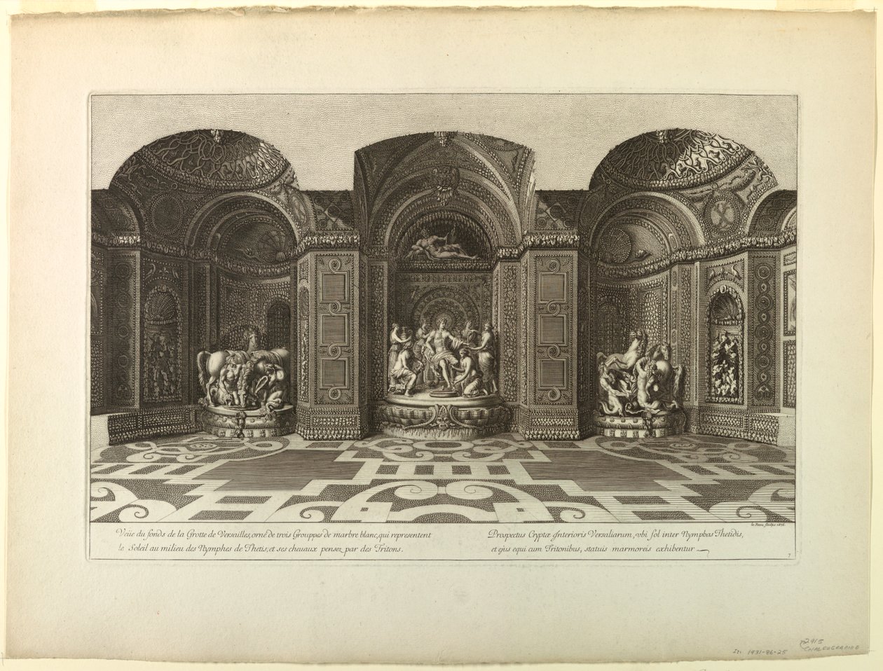 Incisione: Versailles, Grotta, Interno da Unknown artist