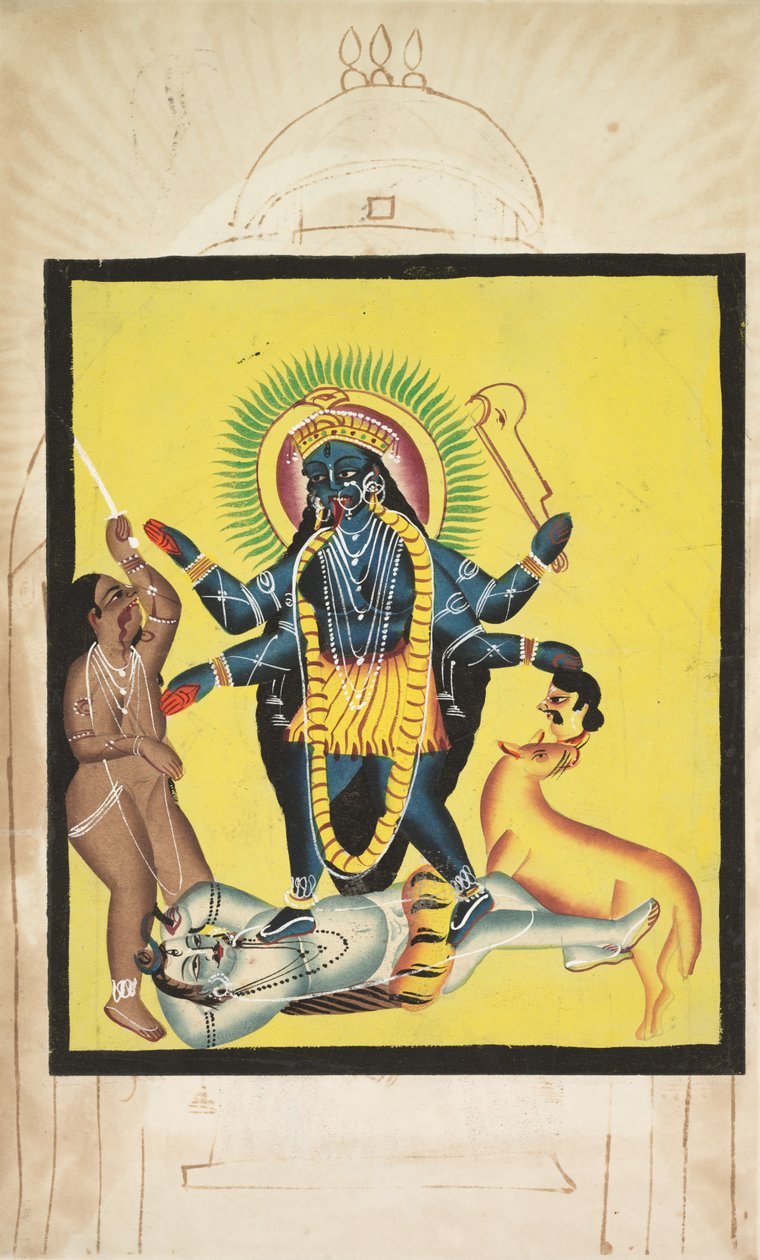 Kali in piedi su Shiva (verso) da Unknown artist