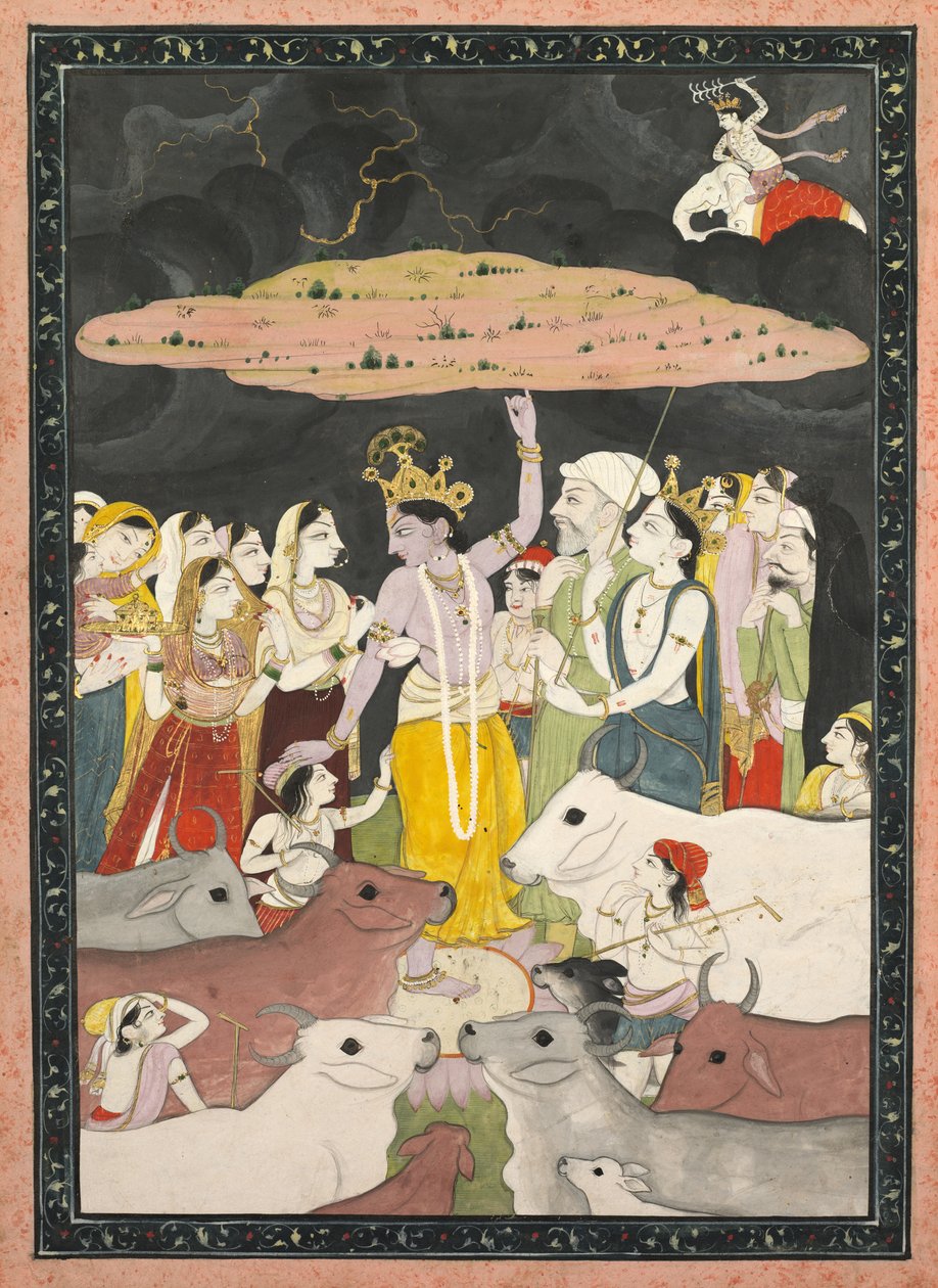 Krishna Solleva il Monte Govardhan da Unknown artist